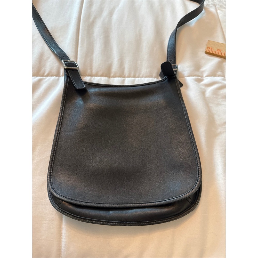 Vintage Coach Black Leather Companion Bag 9135 Crossbody Flap Purse Costa Rica